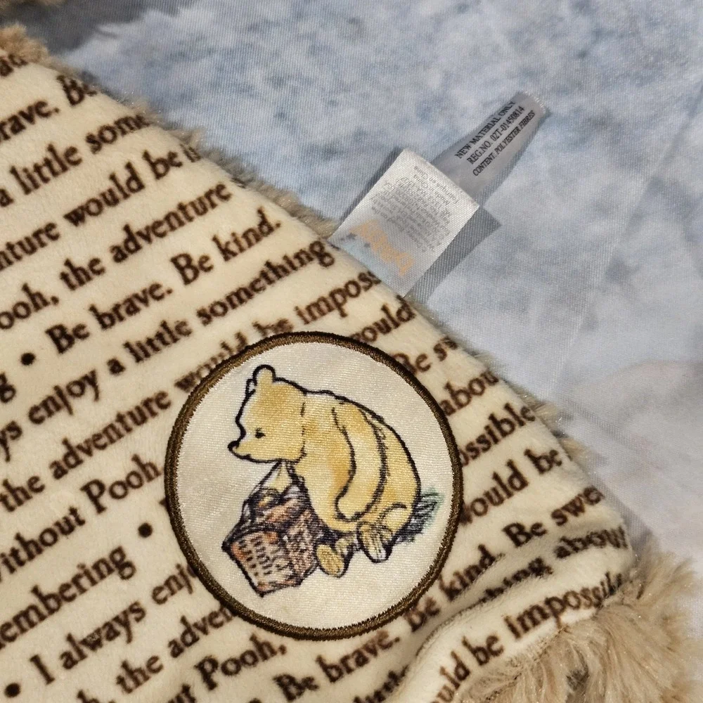 Disney Baby Classic Winnie The Pooh Lovey Security Blanket‎ Plush Flat Bear